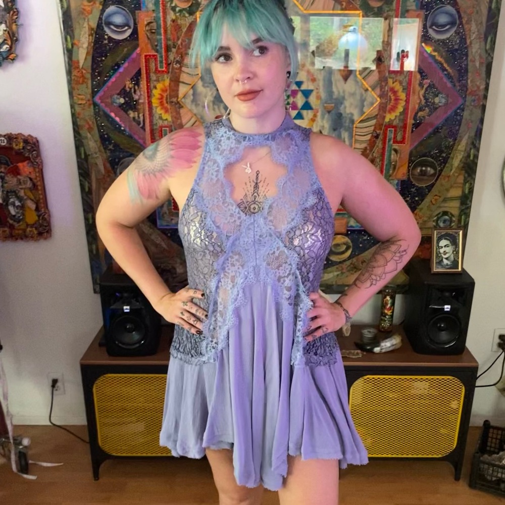 Lilac Flowy Boho Lace Tunic